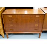 CHEST, circa 1970, Danish teak of four long drawers, 75cm H x 100cm W x 45cm D.