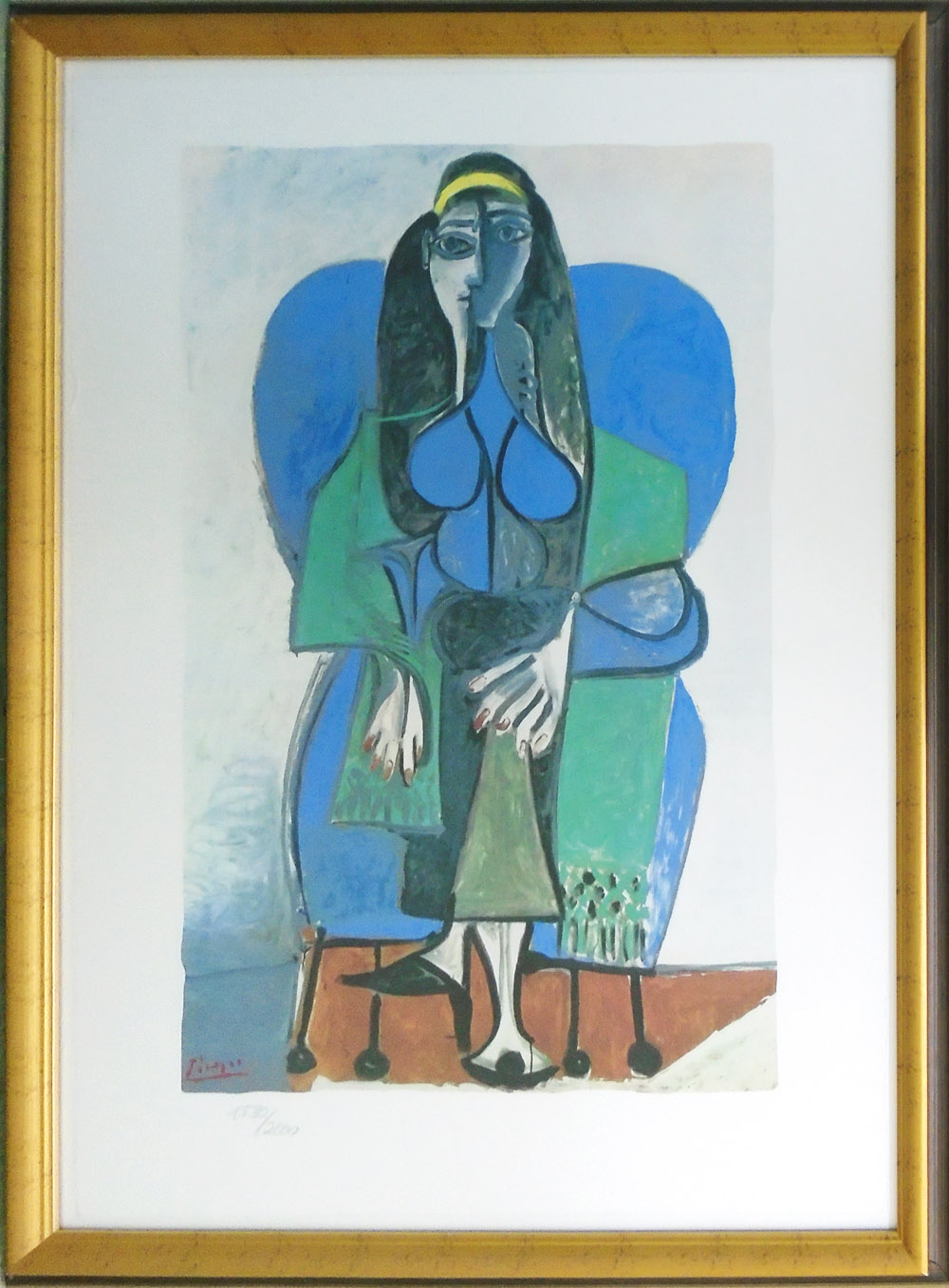 PABLO PICASSO, 'Seated woman with green scarf', lithograph, Arches watermarked paper,