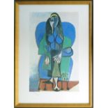 PABLO PICASSO, 'Seated woman with green scarf', lithograph, Arches watermarked paper,