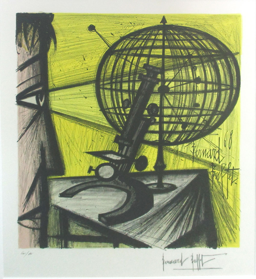AFTER BERNARD BUFFET, 'Le microscope', 1969, lithograph in colours, on Arches watermarked paper,