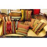 VINTAGE KILIM CUSHIONS, eight examples in various sizes and designs.