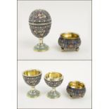 RUSSIAN SILVER EGG/EGG CUPS,