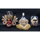 THREE DECORATIVE TRIBAL MASKS, Chokwe, Kuba and Indian.