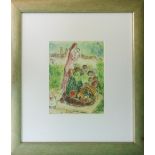 AFTER MARC CHAGALL, 'Mother and child with fruit', offset lithograph, 29cm x 23cm,