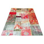 PATCHWORK RUG, 277cm x 214cm, vintage tiled carpet designs.