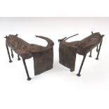 LOBI BRONZE BUFFALO SCULPTURES, two similar, Burkina Faso,