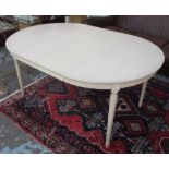 NORDIC STYLE EXTENDABLE DINING TABLE, cream, from with two leaves, 105cm W x 165cm L fully extended.