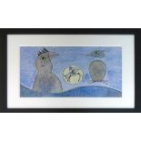 MAX ERNST, 'Oiseaux', lithograph, 1970, signed in the plate, 33.5cm x 61cm, framed and glazed.