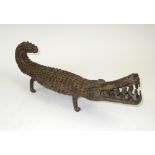 BOBO BRONZE CROCODILE SCULPTURE, 35cm L.