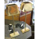 DESK LAMPS, a pair, polished brass, 59cm H.