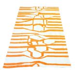 RUG COMPANY STYLE KILIM, 248cm x 170cm, orange and ivory abstract design.