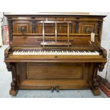 BLUTHNER UPRIGHT PIANO, Victorian rosewood cased by Julius Bluthner,