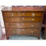 HALL CHEST, George III mahogany of adapted shallow proportions with four long drawers,