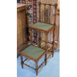 LIBRARY STEPS, early 20th century mahogany, a set of two baize lined steps and turned supports,