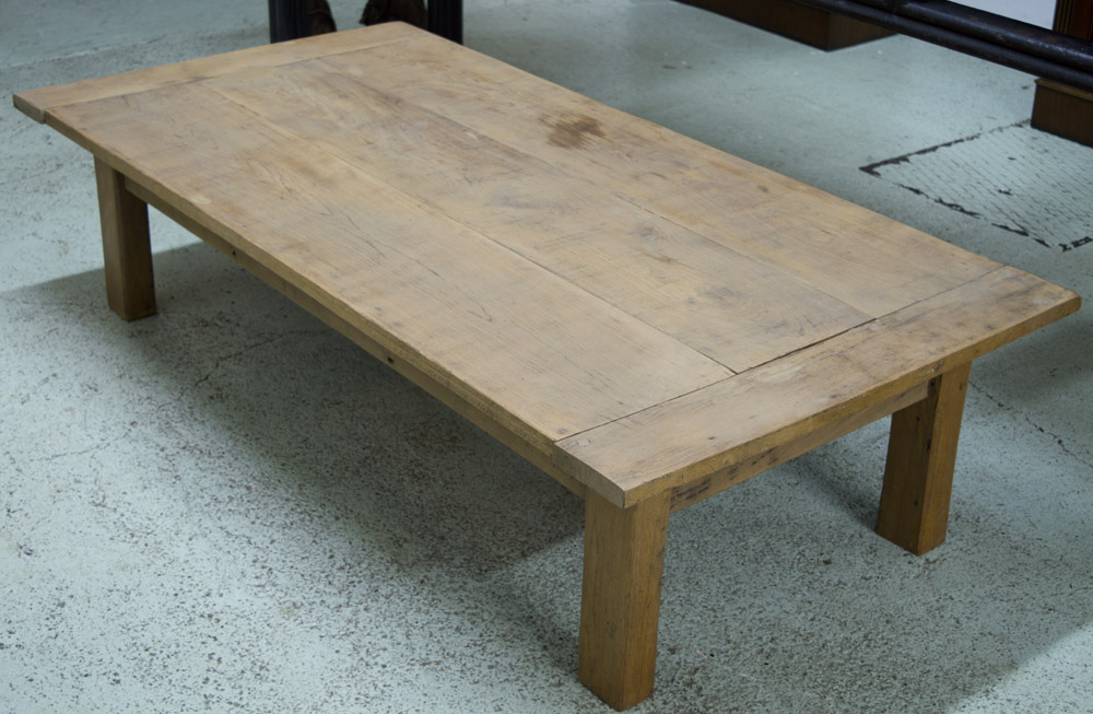 LOW TABLE, rectangular vintage rustic planked elm, 150cm x 76cm x 38cm H.
