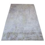 RUG COMPANY STYLE ABSTRACT CARPET, 233cm x 150cm, yellow and en gris bamboo silk design.