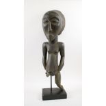 LUBA FEMALE FIGURE, D.R. Congo, carved wood, 73cm H with display stand.