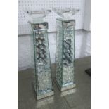 VENETIAN STYLE GLASS CANDLE HOLDERS, a pair, Contemporary design, 46cm H.