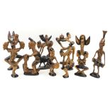 EAST AFRICAN WOODEN FIGURES, nine various, circa 1960's,