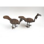 LOBI BRONZE HORNBILL SCULPTURES, two similar, Bukina Faso, each approx. 39cm L x 23cm H max.