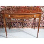 BOWFRONT WRITING TABLE, George III mahogany with frieze drawer, 75cm H x 91cm W x 48cm D.