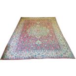 FINE ANTIQUE PERSIAN KERMAN LAVER CARPET, 354cm x 260cm,