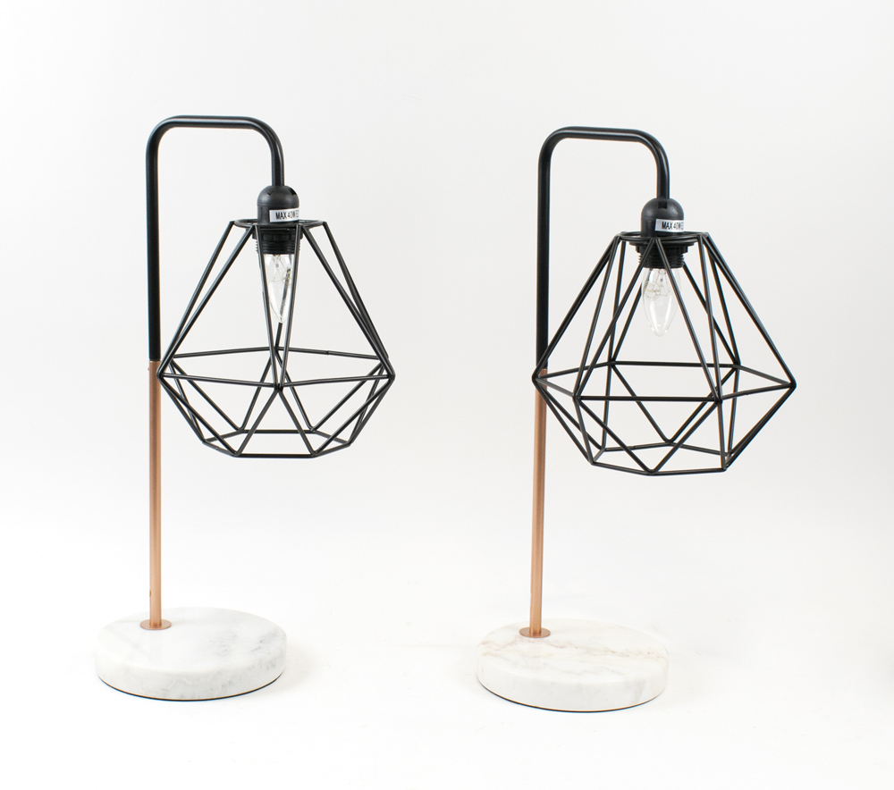 INDUSTRIAL DESIGN TABLE LAMPS, a pair,