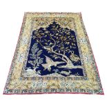 FINE ANTIQUE PERSIAN QUM RUG, 205cm x 141cm,