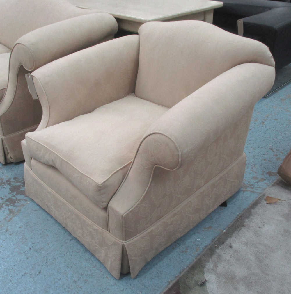 ARMCHAIR, by Sinclair Melson, to match previous lot, 102cm W x 90cm D x 87cm H.