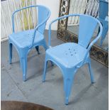 TOLIX STYLE DINING CHAIRS, a set of eight, in blue painted metal, 53cm W.