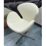 SWAN STYLE CHAIR, as originally designed by Anne Jacobsen, in cream leather.