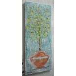 KEN DAVIS (British), 'Lemon Tree Series', mixed media on board, signed and dated, 122cm x 51cm.