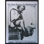 PETER RIX, 'On Your Knees to Madame M', poster, with signature, 80cm x 59cm, framed and glazed.