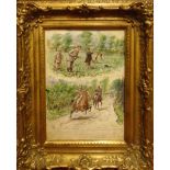 FINCH MASON (British, 1850-1915), 'Hunting Scenes', aquarelle, with signature in the stone,
