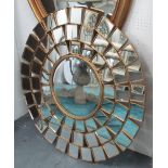 WALL MIRROR, circular segmented gilt foliate Contemporary style, 106cm round.