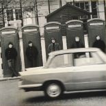 THE ROLLING STONES IN FRONT OF PHONE BOXES, photoprint on canvas, 108cm x 108cm, unframed.