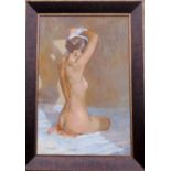 ANATOLI DEMENKO (Ukrainian), 'The Artist's model', oil on canvas, 76cm x 51cm, framed.