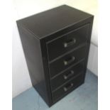 CHEST OF DRAWERS, black faux crocodile skin patterned five drawer Deco design,