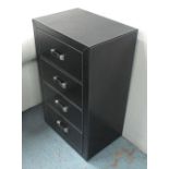 CHEST OF DRAWERS, black faux crocodile skin patterned five drawer Deco design,