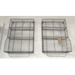 WIRE WALL STORAGE RACK, a pair, in a vintage grey metal finish, 51cm x 20cm x 77cm H.