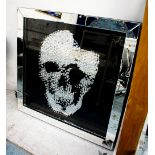 WALL ART, of a skull, framed and glazed, 100cm x 100cm.