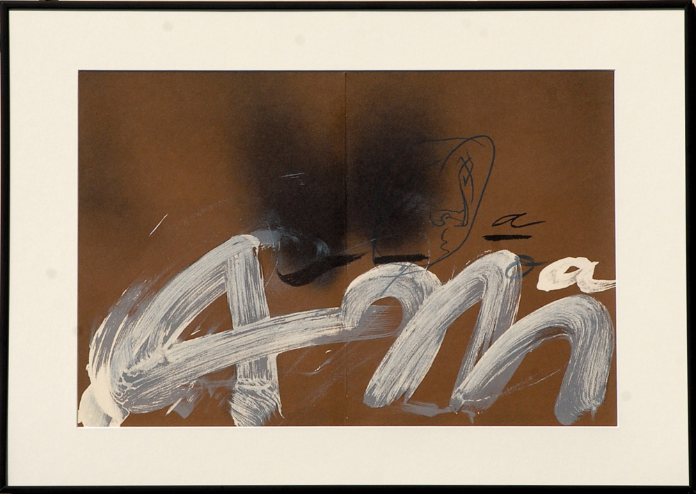 ANTONI TAPIES, 'Composition', original lithograph, 1982, printed by Maeght, 37cm x 55cm,