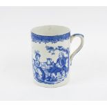 BLUE AND WHITE CERAMIC TANKARD,