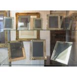 MIRROR FRAMES, a set of eight, various sizes, French 1940's Art Deco, largest 24cm H x 20cm W.