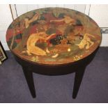 OCCASIONAL TABLE, Art Deco painted, the circular top depicting Venus, Flora, and the Three Graces,