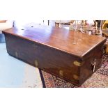 TRUNK, 19th century Anglo Colonial, Ceylonese teak and brass bound,