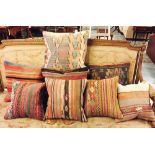 VINTAGE KILIM CUSHIONS, eight examples in various sizes and designs.