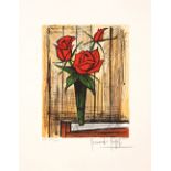 BERNARD BUFFET, 'Trois Roses Rouges', original lithograph in colours, on Arches watermarked paper,