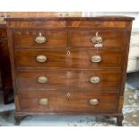SCOTTISH HALL CHEST, 19th century figured mahogany, of adapted shallow proportions and line inlaid,