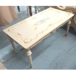 OCCASIONAL TABLE, French Baroque style, with floral decoration and turned fluted supports,